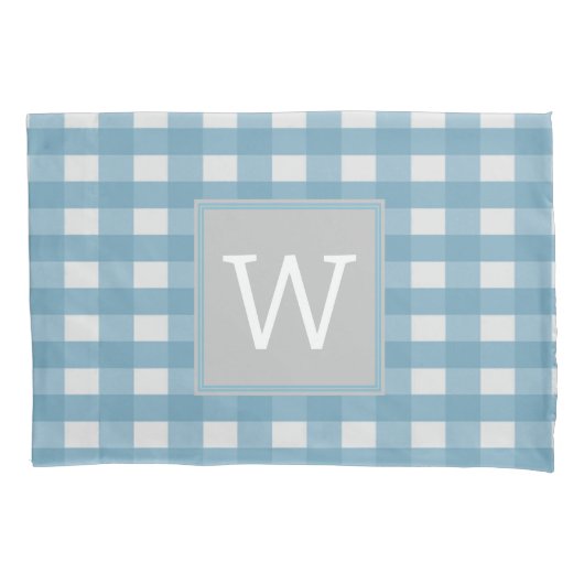 Blue Buffalo Kariert Monogram Pillowcase Kissenbezug (Vorderseite)