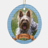 Blue Buffalo Kariert Pet Foto Personalisiert Keramik Ornament (Links)