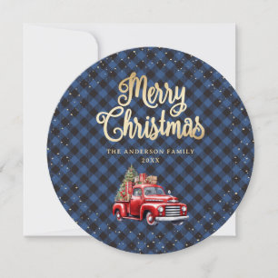 Blue Buffalo Kariert Red Truck Weihnachtskarten Feiertagskarte