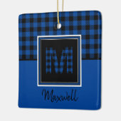 Blue Buffalo Kariert und Black Monogram und Name Keramikornament (Links)