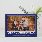 Blue Buffalo Karo Foto Feiertagskarte (Stehend Vorderseite)