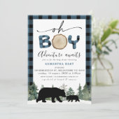 Blue Buffalo Karo Lumberjack Baby Dusche Einladung (Stehend Vorderseite)
