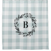 Blue Buffalo Karo Monogram | Bauernhof Badezimmer Duschvorhang (Vorderseite)