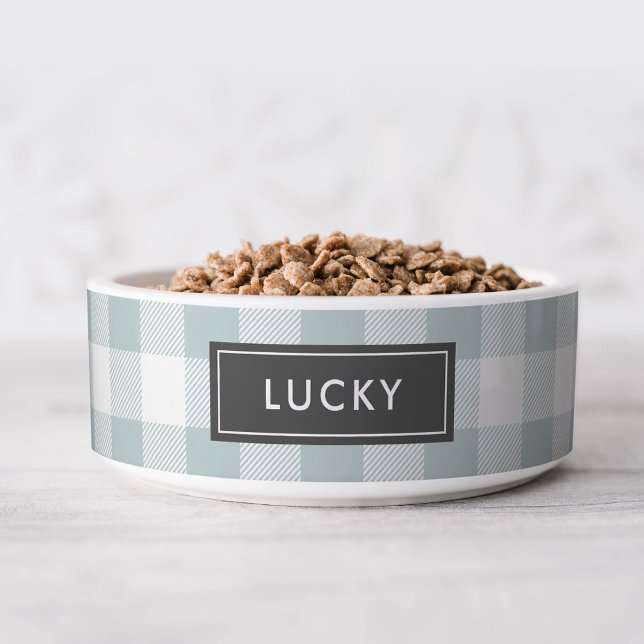 Blue Buffalo Karo Monogram | Editierbare Farben Napf (Von Creator hochgeladen)