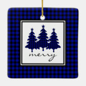 Blue Buffalo Karo Pine Trees Keramikornament (Rückseite)