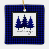 Blue Buffalo Karo Pine Trees Keramikornament (Vorderseite)