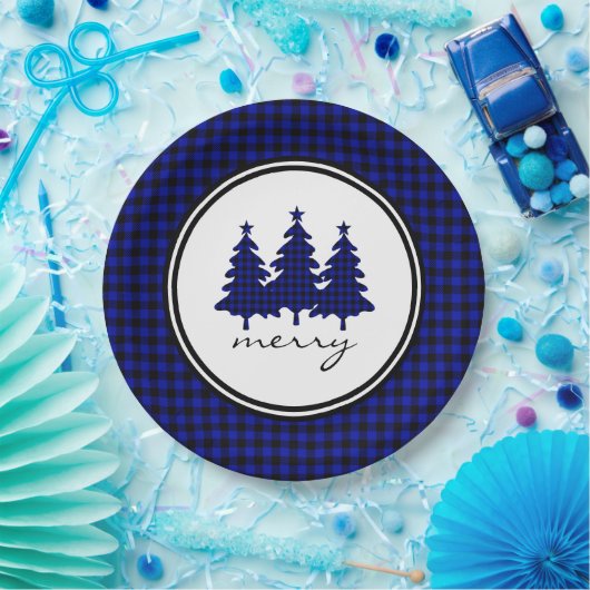 Blue Buffalo Karo Pine Trees Paper Plate Pappteller (Party)