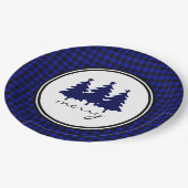 Blue Buffalo Karo Pine Trees Paper Plate Pappteller (Schrägansicht)