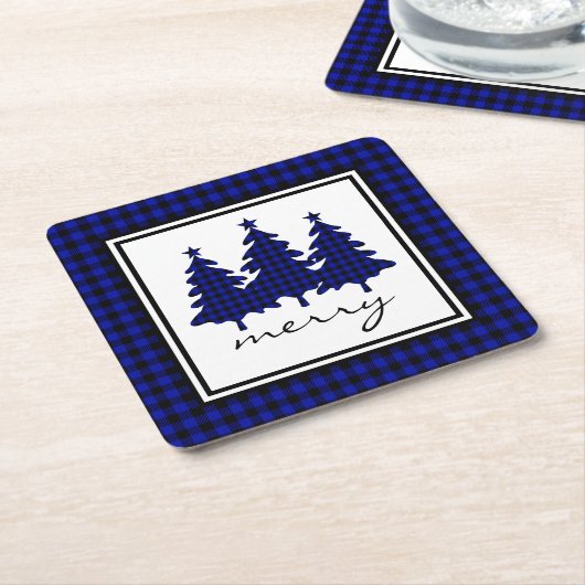 Blue Buffalo Karo Pine Trees Rechteckiger Pappuntersetzer (angewinkelt)