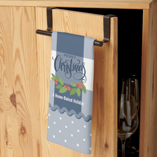 Blue Buffalo Karos Holly Blätter und Berries Chris Geschirrtuch (Drittel gefaltet)