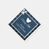 Blue Buffalo Plaid Bear Baby Shower Napkins Serviette (Ecke)