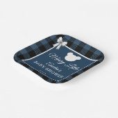 Blue Buffalo Plaid Bear Baby Shower Paper Plates Pappteller (Gewinkelt)
