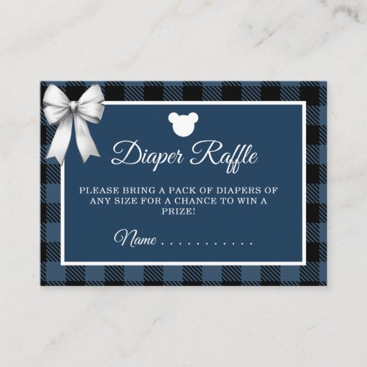 Blue Buffalo Plaid Bear Diaper Raffle Begleitkarte (Vorderseite)