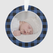 BLUE BUFFALO PLAID NAME Photo Christmas Keepsake Ornament (Vorderseite)