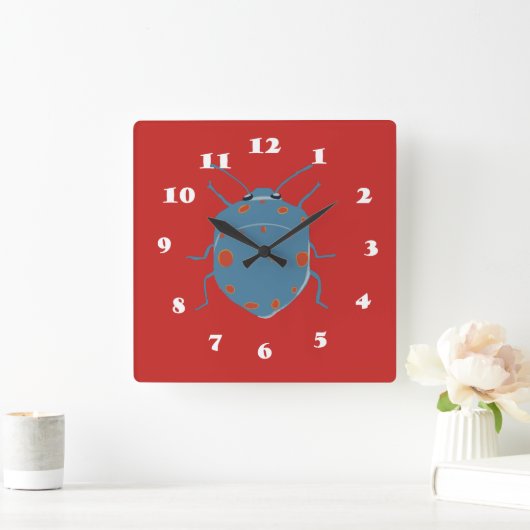 Blue Bugs Art Quadratische Wanduhr (Zuhause)