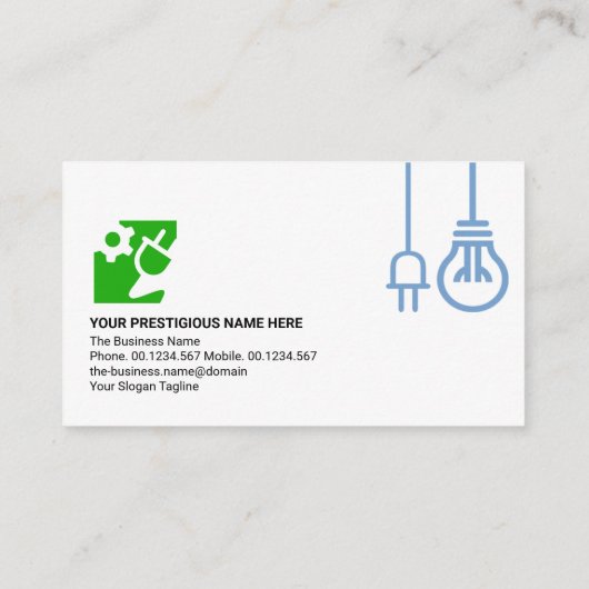 Blue Bulb Power Stecker Motif Electrical Engineeri Visitenkarte (Rückseite)