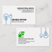 Blue Bulb Power Stecker Motif Electrical Engineeri Visitenkarte (Vorne/Hinten)