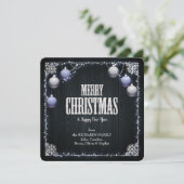 Blue Bulbs White Frame Dunkelholz Foto Weihnachten (Stehend Vorderseite)