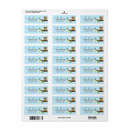 Blue Bumble Bee and Honey Bear Address Labels (Vorne)