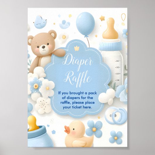 Blue Bundle Joy: Baby Boy Duwer Windelwanne Poster (Vorne)