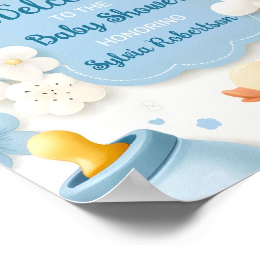 Blue Bundle Joy:Teddy Bear Baby Boy Dusche Willkom Poster (Ecke)