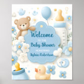 Blue Bundle Joy:Teddy Bear Baby Boy Dusche Willkom Poster (Vorne)