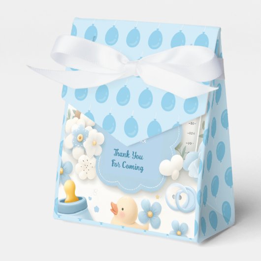 Blue Bundle Joy: Teddy Bear Baby Boy Shower Geschenkschachtel (Vorderseite)