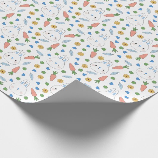 Blue Bunnies Carrots Spring Ostermuster Geschenkpapier (Ecke)
