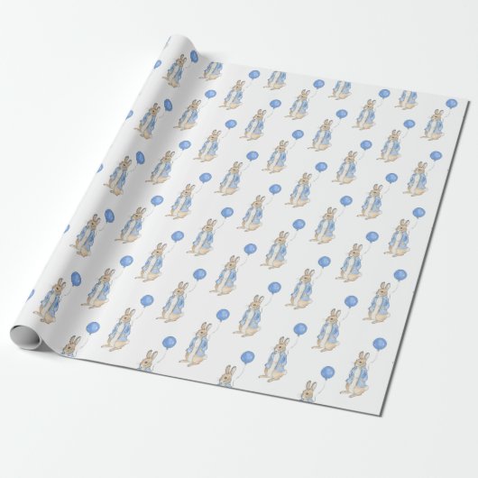 Blue Bunny Animal Baby Dusche Geschenkpapier (Ungerollt)