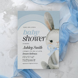 Blue Bunny Baby Dusche Einladung