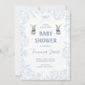 Blue Bunny Baby Dusche Einladung (Vorderseite)