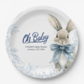 Blue Bunny Baby Dusche Pappteller (Vorderseite)