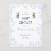 Blue Bunny Baby Dusche Postkarte (Vorderseite)