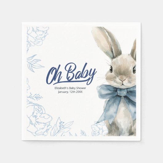 Blue Bunny Baby Dusche Serviette (Vorderseite)