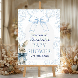 Blue Bunny Baby Dusche Willkommen Poster