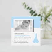 Blue Bunny Birth Ankündigung (Stehend Vorderseite)