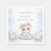 Blue Bunny Blumen-Babyshower Serviette (Vorderseite)