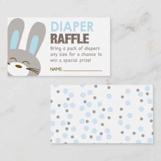 Blue Bunny Diaper Raffle Ticket Begleitkarte (Vorne/Hinten)