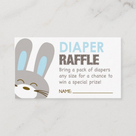 Blue Bunny Diaper Raffle Ticket Begleitkarte (Vorderseite)