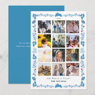 Blue Bunny Folk Art Was für ein Jahr im Review 12 Feiertagskarte