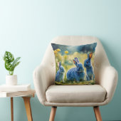 Blue Bunny Garden: Watercolor Style Pillow Kissen (Stuhl )