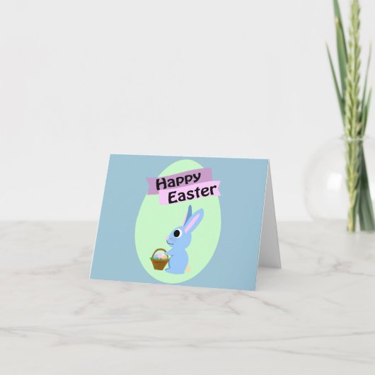 Blue Bunny Happy Oaster Feiertagskarte (Vorderseite)
