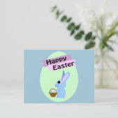 Blue Bunny Happy Oaster Feiertagspostkarte (Stehend Vorderseite)