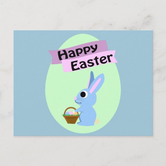 Blue Bunny Happy Oaster Feiertagspostkarte (Vorderseite)