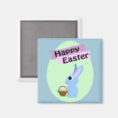 Blue Bunny Happy Oaster Magnet (Vorderseite/Rückseite)