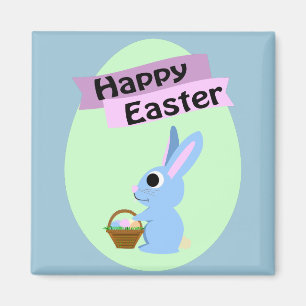 Blue Bunny Happy Oaster Magnet