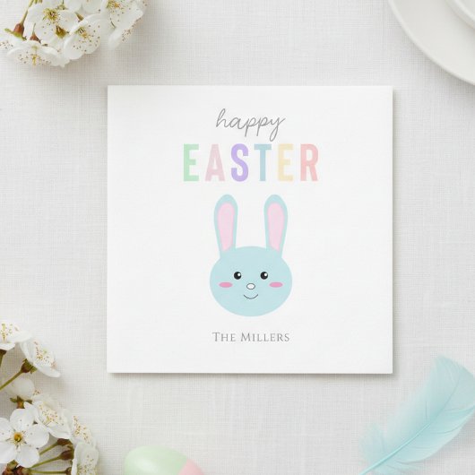 Blue Bunny Happy Ostern Niedlich Kawaii Einfach Serviette