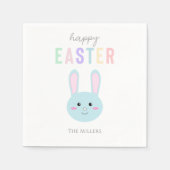 Blue Bunny Happy Ostern Niedlich Kawaii Einfach Serviette (Vorderseite)