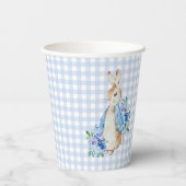 Blue Bunny Kariert Personalisiert Baby Dusche Pappbecher (Rückseite)