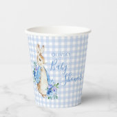 Blue Bunny Kariert Personalisiert Baby Dusche Pappbecher (Vorderseite)